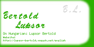 bertold lupsor business card